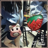 韩国ulzzang可爱卡通铆钉草莓小猪斜挎包女迷你小包手机包链条包