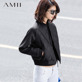 Amii极简帅气修身显瘦立领棒球服棉衣女短款加厚保暖冬装拉链外套