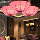仿古现代新中式吊灯创意走廊过道客厅茶楼布艺伞灯东南亚餐厅灯具