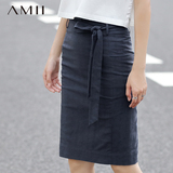 Amii[极简主义]2016夏新品系腰带包臀大码半身裙百搭中裙修身裙子
