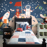 3d立体梦幻太空气球环保墙纸 儿童房卧室背景墙壁纸 卡通大型壁画