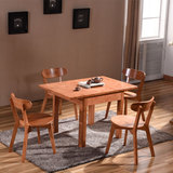 简约现代原木色客厅餐桌椅组合 伸缩餐桌 方形实木桌 橡木桌椅