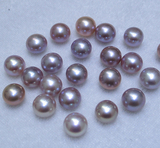 DIY半孔裸珠/散珠 淡水天然珍珠 极品扁圆馒头珠 9-14mm 紫色珍珠