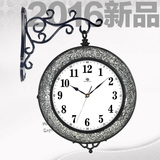 weimeishi时尚简约客厅双面钟表现代创意潮流银白黑个性装饰挂钟