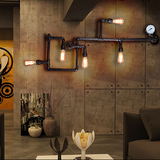 loft复古工业风过道走廊阳台创意灯饰 美式餐厅酒吧铁艺水管壁灯