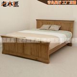 老木匠 实木床 美式家具双人床白橡木床单人1.5米/1.8米靠背床