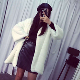 2015冬装新款韩版女士a字版中长款仿皮草外套 水貂绒整貂貂皮大衣