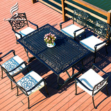 户外铸铝桌椅休闲庭院花园室外欧式铁艺石材桌椅组合阳台五件套