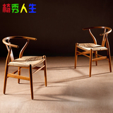 现代餐椅Y骨叉实木椅时尚休闲设计师椅子Ychair欧式宜家中式围椅