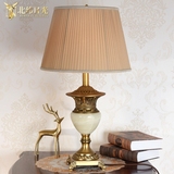 纯铜台灯卧室床头欧式美式云石水晶客厅书房奢华高档大气创意装饰