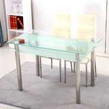 简约钢化玻璃餐桌小户型吃饭桌4人长方形创意餐桌椅组合6人