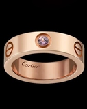 美国代购正品 Cartier/卡地亚 LOVE系列奢华玫瑰金粉红蓝宝石戒指