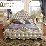 简欧实木床高箱储物床白色公主床婚床双人床现代欧式橡木床1.8米
