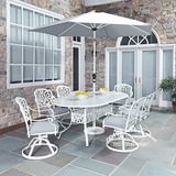 白色铁艺桌椅 户外地中海风格桌椅 欧式庭院阳台花园田园铸铝桌椅