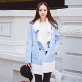 2015冬季新款 韩版女装时尚羊毛加厚保暖毛呢大衣羊 毛呢外套