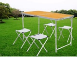 桌椅套装野餐桌便携式摆摊桌广告宣传展销桌铝桌凳子升降户外折叠