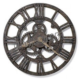 美国代购 挂钟  21.5英寸装饰圆古董齿轮内政部时钟新风格