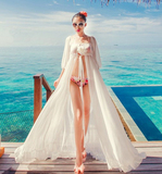 心霓儿同款马尔代夫性感开衫雪纺连衣裙长裙海边度假沙滩裙防晒衣