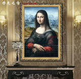 蒙娜丽莎的微笑手绘油画欧式人物画客厅餐厅挂画酒店壁画世界名画