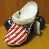 夏季美国旗图标洞洞鞋男士沙滩鞋花园鞋防滑包头加肥大码凉鞋包邮