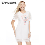 艾莱依2016春装专柜正品新款女式五分袖高腰连衣裙ERAL36044-EXAB
