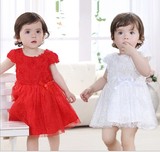 婴儿女童0-5岁连衣裙周岁礼服大红色公主裙蓬蓬裙外贸童装夏季裙