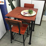 复古铁艺实木快餐桌椅西餐厅奶茶店咖啡厅桌椅小户型餐桌椅组合