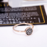 大牌经典 韩国新款名媛气质18K玫瑰金钛钢黑晶石戒指女款时尚指环