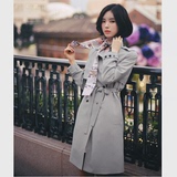 韩国milkcocoa2016秋装新款女版双排扣显瘦系腰带长款风衣外套女