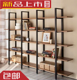特价宜家客厅创意实木书架简约现代实木置物架层架落地墙壁架铁艺