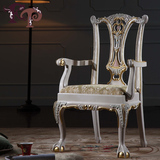 欧式宫廷风格 法式餐椅意大利裂纹漆金箔实木豪华餐厅法式餐椅