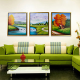 新房客厅沙发背景三联油画装饰挂画公司办公室墙体风景壁画软装饰