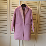 DV2015冬季新款韩版貂绒纯色加厚中长款呢大衣显瘦长袖毛呢外套