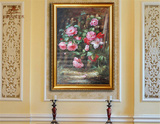 时势艺术纯手绘花卉油画中式玄关客厅沙发背景墙装饰画 富贵吉祥