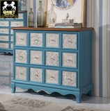 马克斯丁欧式客厅柜子储物柜卧室斗柜实木复古做旧美式彩绘家具