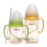 贝亲PPSU奶瓶l宽口径婴儿塑料奶瓶l宝宝奶瓶带吸管手柄1/2mll