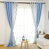 特价新款现代简约韩式小清新涤棉客厅卧室拼接定制成品遮光窗帘布
