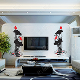 厅家装饰贴画荷花创意亚克力3d立体墙贴纸客厅卧室内玄关过道餐