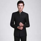 中山装套装男士修身时尚韩版青年中华立领中式西服潮新郎礼服套装