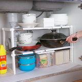 多层厨房置物整理架微波炉用可伸缩双层橱柜收纳可伸缩厨房下水槽