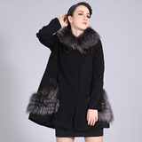 2015冬装新款 比雨竹B15DY033 时尚韩版高腰奢华羊绒大衣女