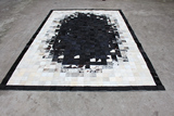 美式客厅地毯黑白毛皮地毯真皮拼毯花客厅地毯促销1-03-3F