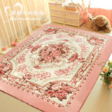 粉色玫瑰田园欧式茶几地毯 客厅脚垫 卧室榻榻米地垫床边地毯满铺