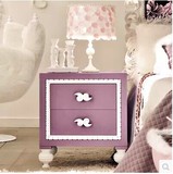 定制 儿童套房 女孩房欧式美式地中海实木可定制家具床头柜紫色