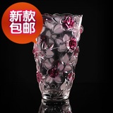 全国包邮促销彩色水晶玫瑰花瓶花器玻璃花瓶家居摆件透明花瓶玻璃