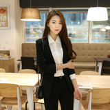 2016春秋韩国中长款长袖小西装女修身显瘦外套通勤小西服工作服
