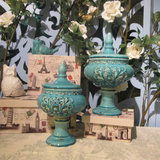 欧式美式陶瓷装饰品罐子摆件储物罐收纳盒礼物复古工艺品 礼物
