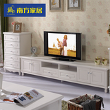 南方家私家居韩式田园电视柜 客厅仿古白色坂木电视机柜烤漆家具