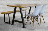 美式复古实木餐桌椅组合书桌做旧会议桌办公桌子咖啡桌整套酒吧桌