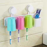 杯自动挤牙膏器创意三口之家洗漱套装牙刷架漱口杯 强力壁挂刷牙